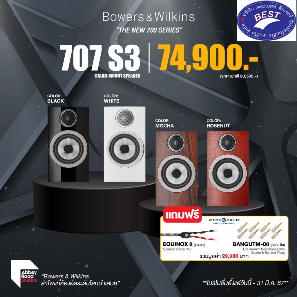 B&W 707 S3 Bookshelf Speakers ลำโพงวางหิ้ง 2 ทาง 5 นิ้ว