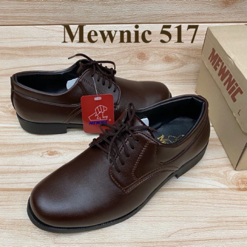 รองเท้าหนังผูกเชือก ผู้กำกับ ลูกเสือ Mewnic รุ่น 517 สีน้ำตาล