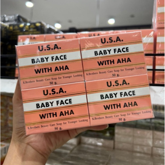 สบู่เคบราเทอร์ K.Brothers U.S.A. baby face white aha สบู่ธรรมชาติ (1โหล) -แท้100%