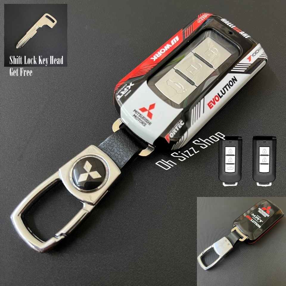 เคสรีโมทรถ Mitsubishi Pajero แบบลาย Motors Sport Car ด้านหน้าปุ่มกดปกป้องกันรอยด้วยวัสดุใส TPU เคสพลาสติกแข็ง ABS