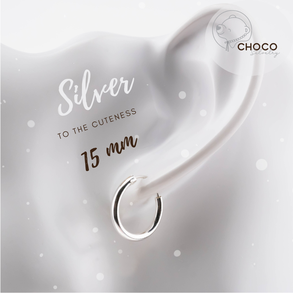 หนา 2 mm (Silver925) ต่างหูห่วง ตุ้มหูห่วง เงินแท้925