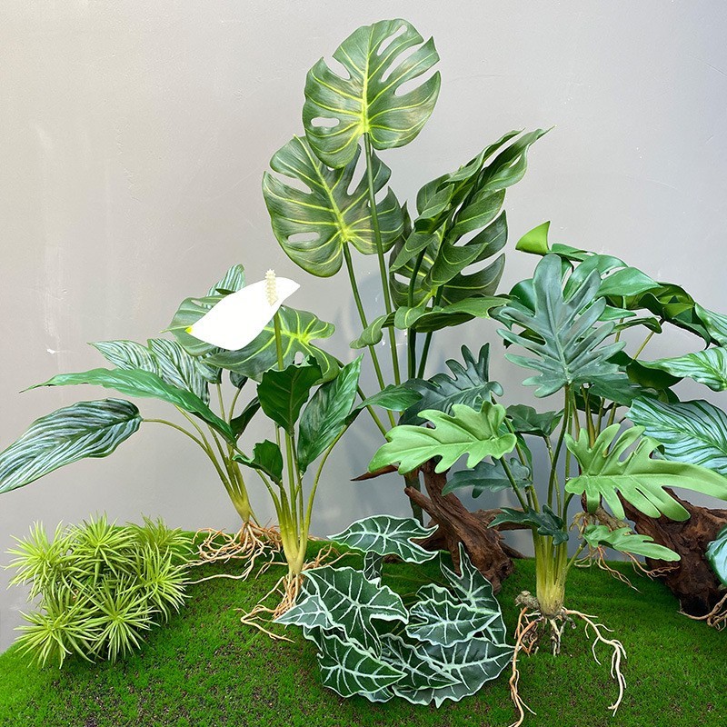 ต้นไม้ปลอมเหมือนจริง มีรากฟลอเรส โดนแดด โดนฝนได้ ตกแต่งบ้านและสวน plant-XS