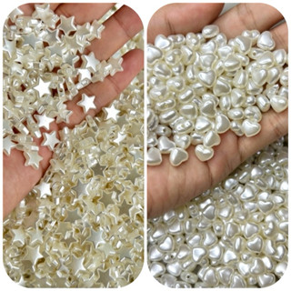 ลูกปัดพลาสติกเคลือบมุขรูปหัวใจ รูปดาว ขนาด 8 มิล จำนวน 50 ชิ…