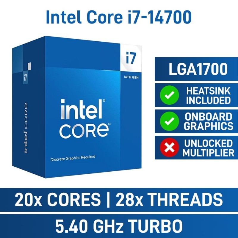 CPU (ซีพียู) INTEL CORE I7-14700 - 20C 28T 1.5-5.4GHz (INTEL SOCKET 1700)