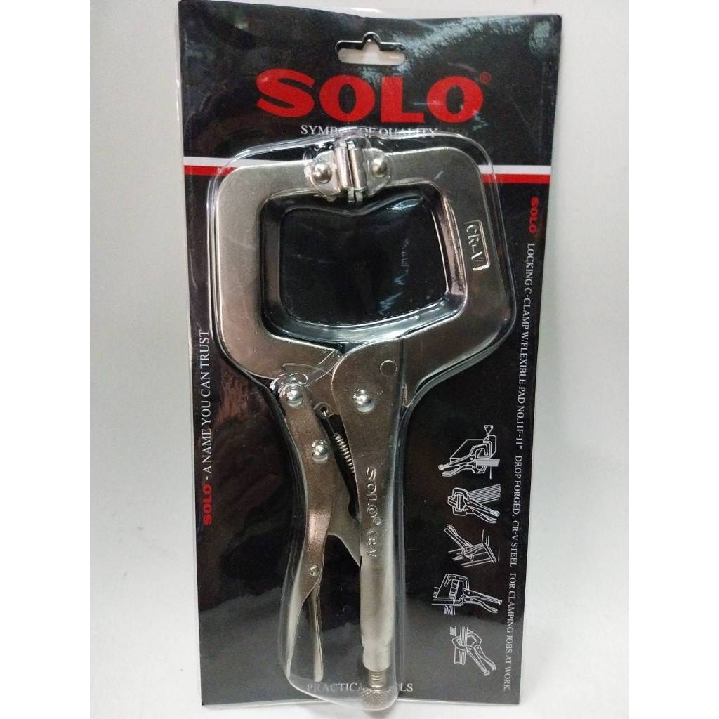 SOLO คีมล็อกตัวซี SOLO รุ่น 11F-11 ขนาด 11 นิ้ว สีเงิน