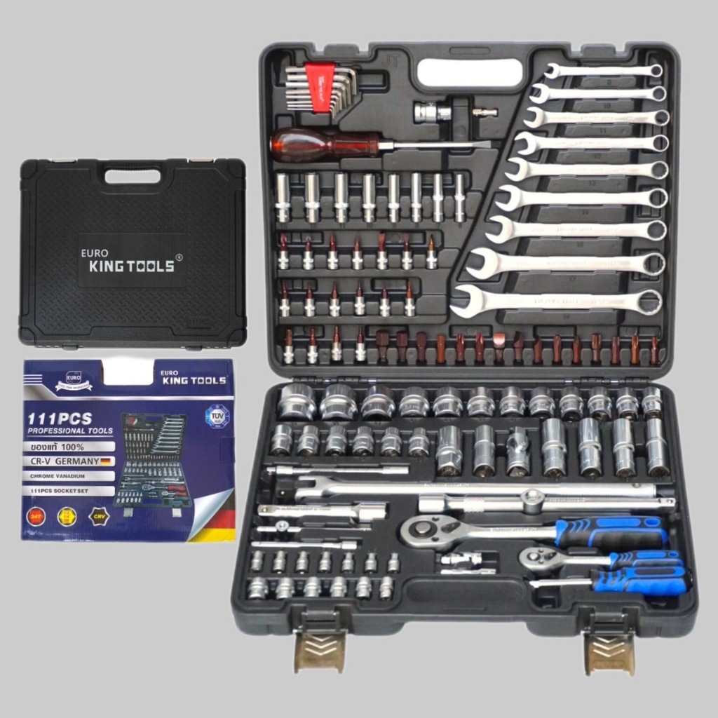 EURO KING TOOL บล็อกชุด ขนาด 1/2"-1/4"นิ้ว พร้อมชุดเครื่องมือ 111 ชิ้น ของแท้ 100% สินค้าพร้อมส่ง