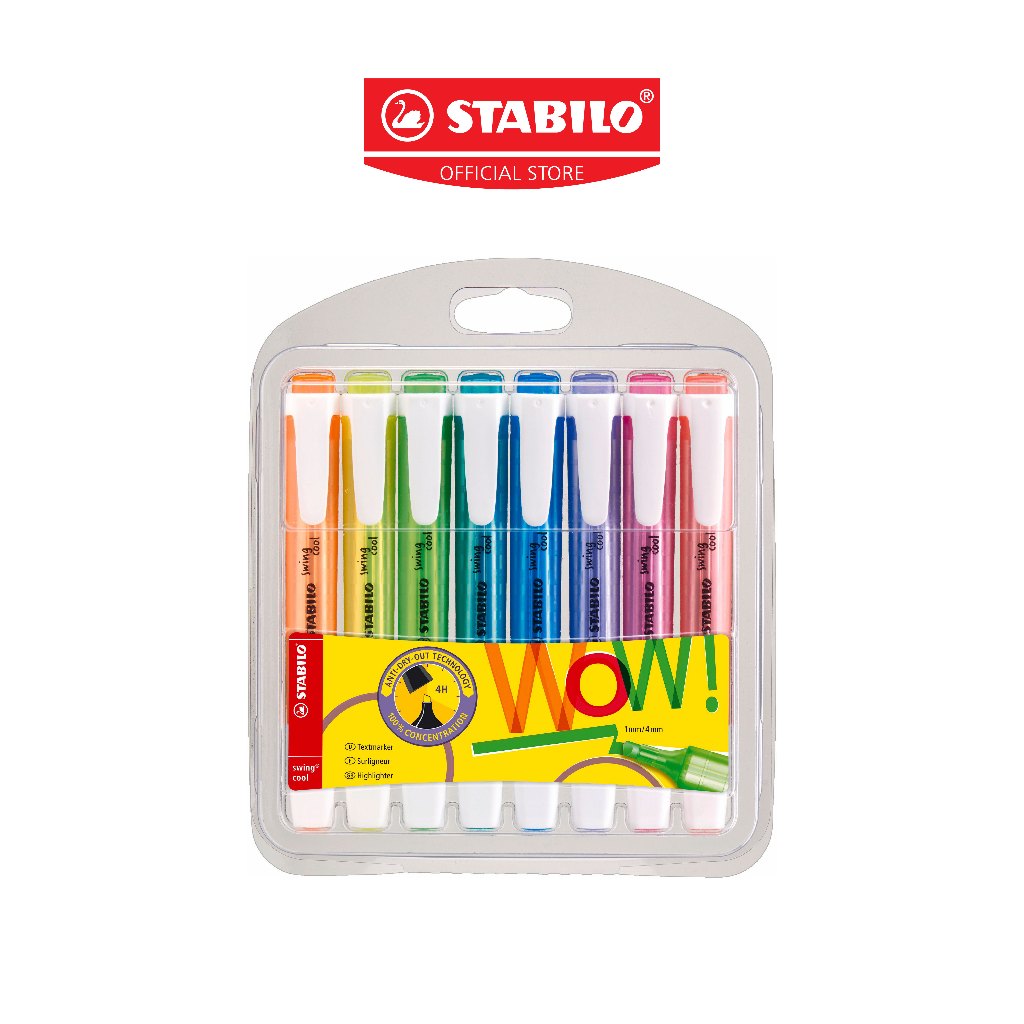 STABILO swing cool ปากกาไฮไลต์ ปากกาเน้นข้อความ สีสะท้อนแสง แพ็ค 8 สี (275/8-3)