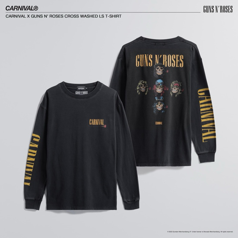 เสื้อแขนยาว CARNIVAL X GUNS N ROSES CROSS WASHED LS T-SHIRT