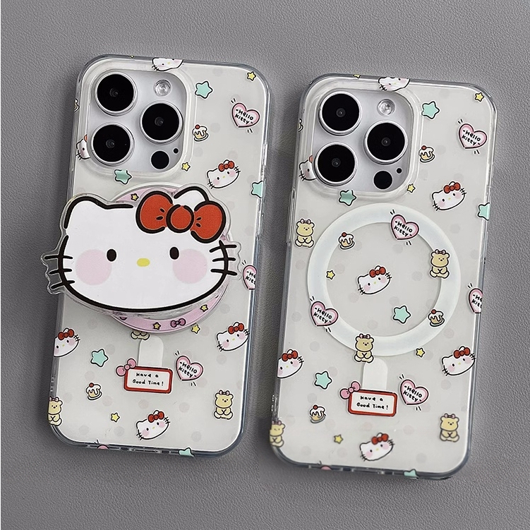 จัดส่ง24ชม for iPhone 15 11 12 13 14 Pro max case เคสไอโฟน11 บางเบาพกพาง่าย การ์ตูน Hello Kitty แม่เหล็ก griptok Case