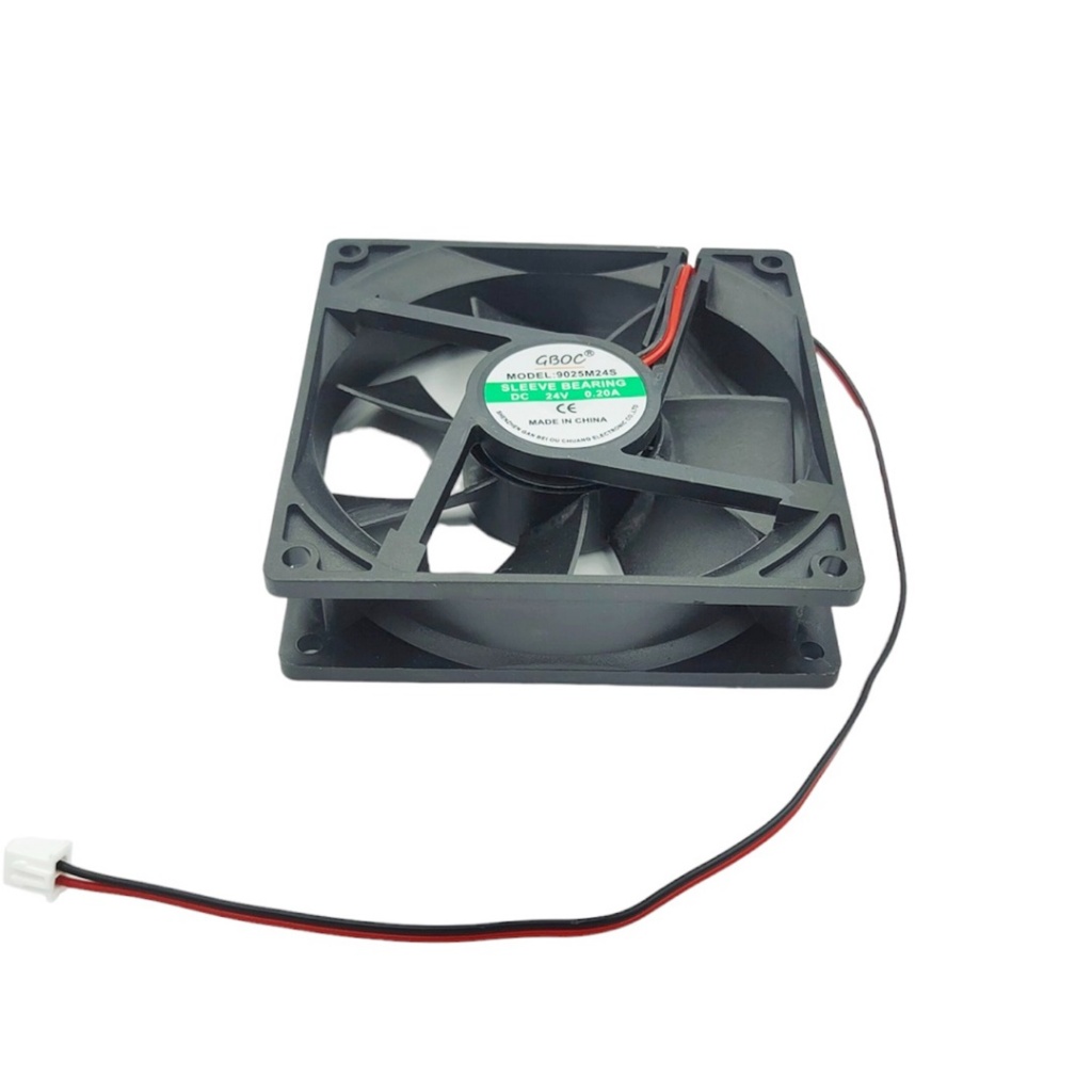 9025M24S พัดลมระบายอากาศขนาด 3.6นิ้ว 90x90x25mm. แรงดันไฟฟ้า:DC24V,กระแส:0.20A,กำลังไฟ:4.8W แถมฟรีตระแกรงเหล็ก พร้อมส่ง