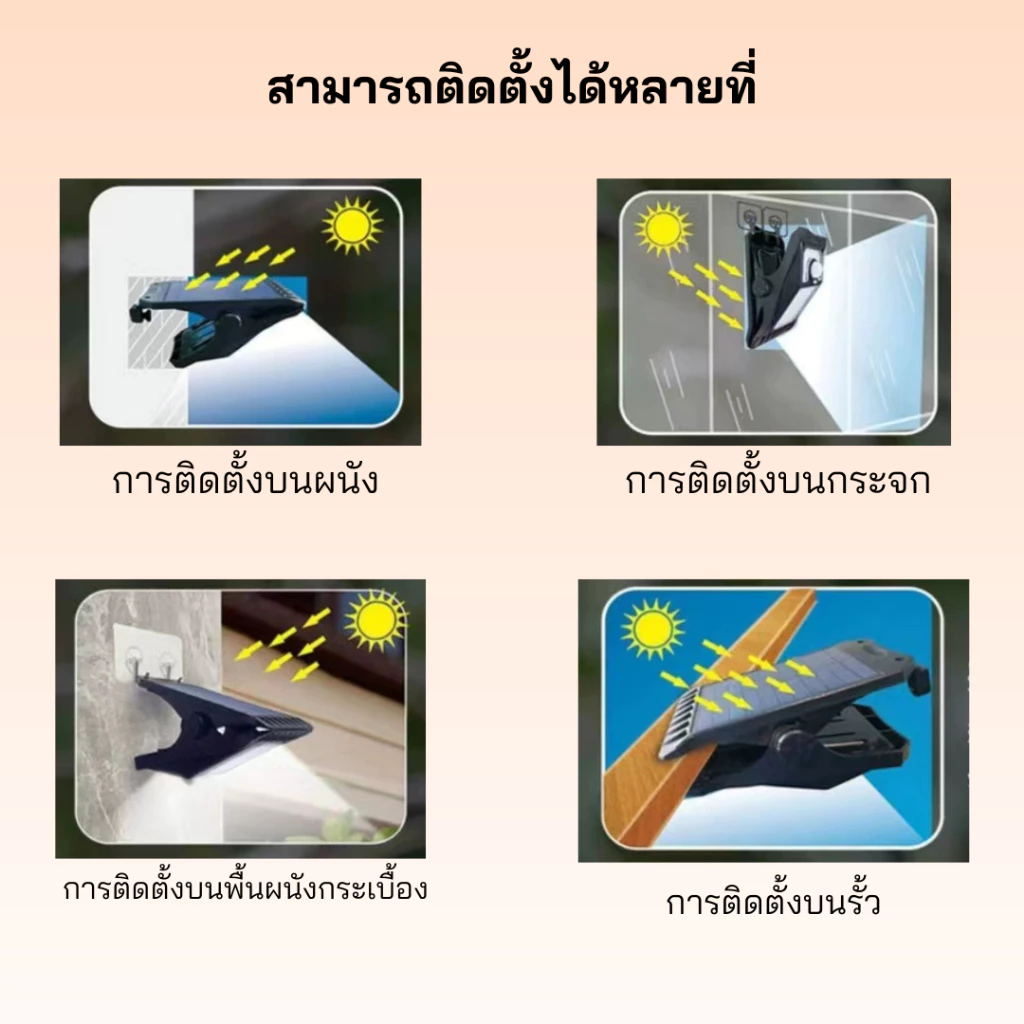 New Solarclip ไฟหนีบไฟแคมป์ปิ้ง ไฟโซลาร์เซลล์พลังงานแสงอาทิตย์ มีเซ็นเซอร์ตรวจจับเวลามีคนผ่าน thumbnail 4