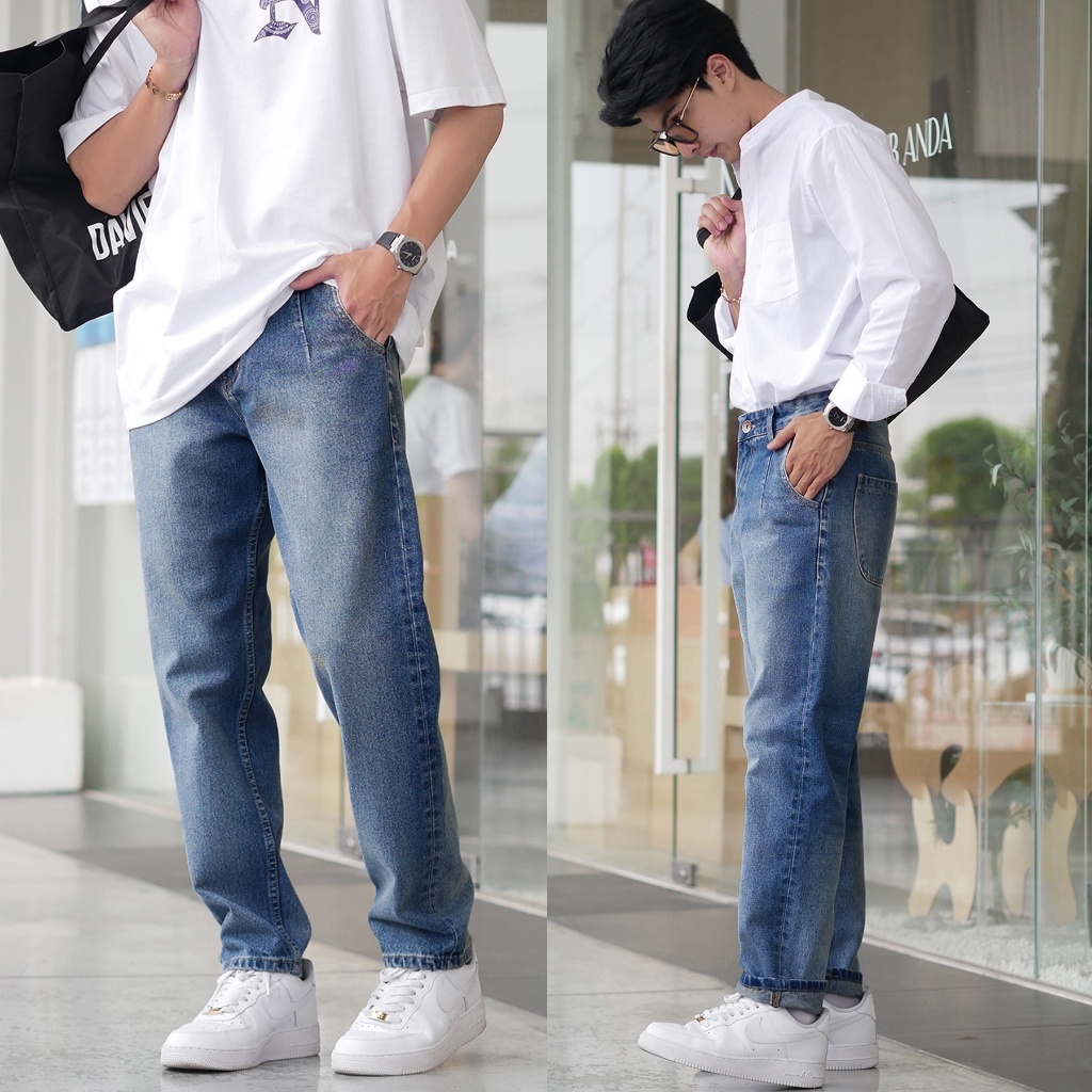 NAMEW LR501/2  LOOSE JEANS กางเกงยีนส์ เอวสูง ทรงกระบอก