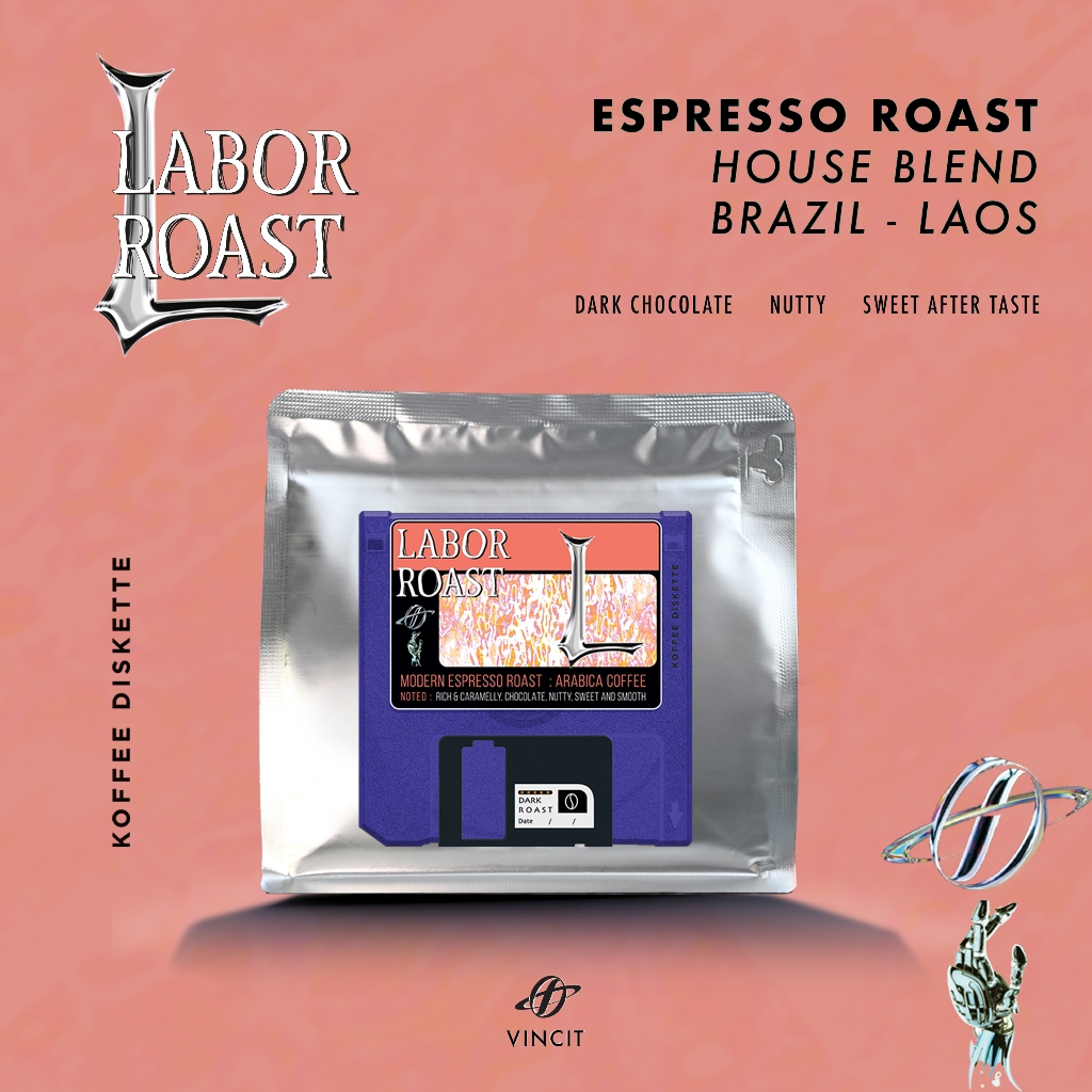 Labor Roast กาแฟคั่วเข้ม House blend, Espresso roast,250g, 500g.