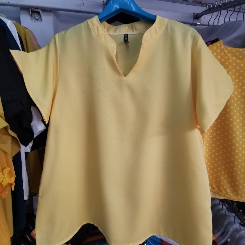เสื้อเหลืองเสื้อผู้หญิงคอจีนแขนสั้น
