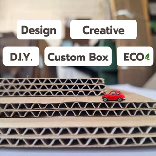 กระดาษลูกฟูกแผ่นใหญ่ 80x80 ซม. หนา 3 ชั้น ลอน B สำหรับทำงานคราฟต์ งาน DIY ทำกล่อง และทำฉาก (แพ็ค 5, 10 แผ่น)