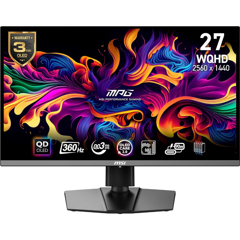 MSI MPG 271QRX QD-OLED, Gaming Monitor, 2560 x 1440 (QHD), OLED 0.03ms, 360Hz HDR 400, HDMI, DP Port