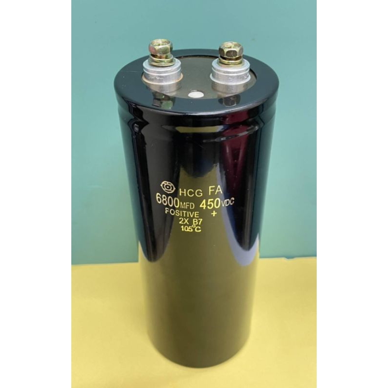 C 6800 uf 450 VDC + - 20%คาปาซิเตอร์ 6800 uf 450 VDC ขนาด 7.5X19 Cm ของไหม่-ของแท้(วัดค่าได้ทุกตัว)ล