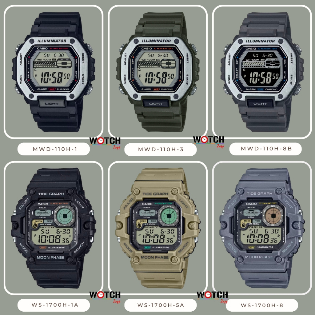 นาฬิกาข้อมือ สายเรซิ่น MWD-110H รุ่น WS-1700H,WS-1700H-1A,WS-1700H-5A,WS-1700H-8A