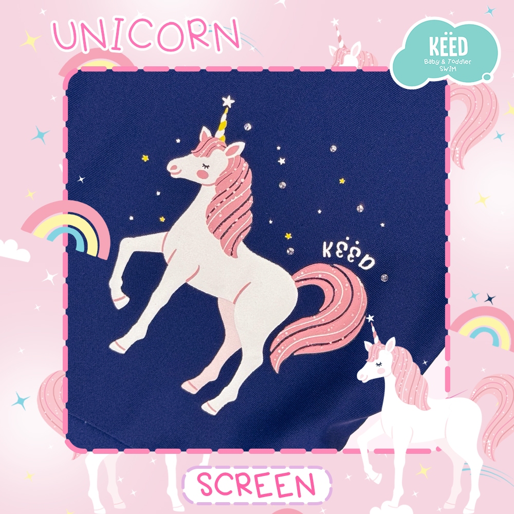 KEED بدلة سباحة بنات Unicorn بأكمام طويلة وتنورة — صورة 5