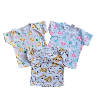 *แพ็ค3ตัว* เสื้อแขนสั้นเด็ก 3-9เดือนและ1,2,3ขวบ แบบสวมหัว ผ้าคอตตอน100%