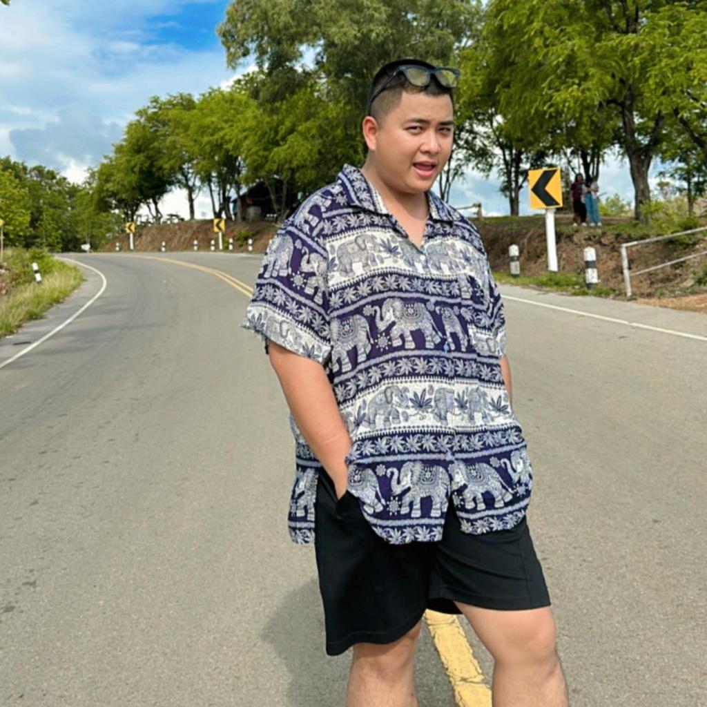 เสื้อคอฮาวายลายช้าง อก 44/46/48 คละลาย
