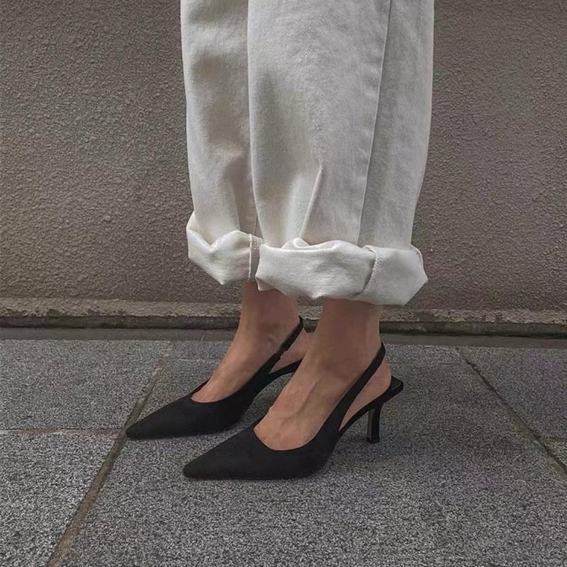 [ลายเสือ พร้อมส่ง / นต, ดำ, เบจ พรีออเดอร์] WEAR.SOUL #S573-Pointed Toe with Slingback รองเท้าทรงหัวแหลมรัดส้น
