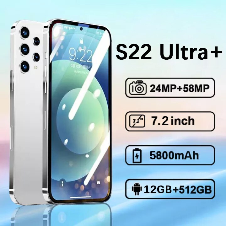 มือถือ S22 7.3 นิ้ว จอใหญ่ สมาร์ทโฟน 5G รองรับ 2 ซิมการ์ด RAM 16GB, ROM 512GB มือถือราคาถูก แบต 6000mA