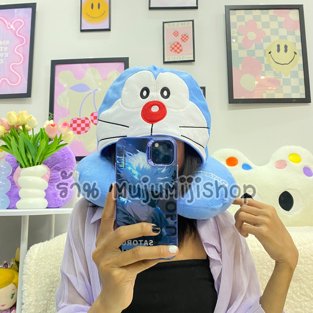 หมอนรองคอมีหมวกโดเรม่อน Doraemon สีฟ้า New!! [ของแท้]