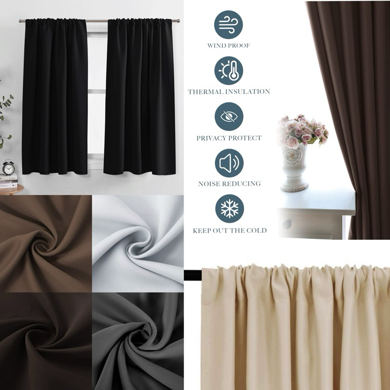 แนะนำ ผ้าม่าน ผ้าม่านหน้าต่าง กันแสงแดดuv 98% ผ้าเนื้อหนาสีพื้น ผ้าม่านสอดรางหรือสอดลวดสลิง ลดราคาพิเศษถูกสุดๆ ราคาพิเศษ มีเก็บเงินปลายทาง