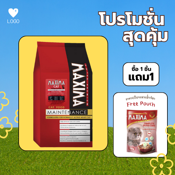 🧧LOWPRICE🧧 CAT FOOD MAXIMA MAINTENANCE 2 KG. แถม อาหารเปียกแมว