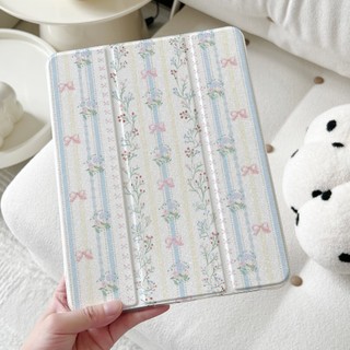 💥24ชั่วโมง💥เคสไอแพด Air8 11 Gen11 เคสiPad Gen12 Air7 MINI7 Ribbon Flowers ใส่ปากกาได Air6 pro11 2024