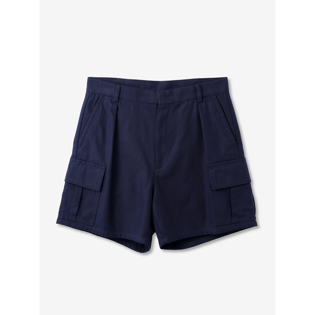[JBB*] NAVY BLUE FRENCH TWILL CARGO SHORTS เจบีบี กางเกงขาสั้นลำลอง กางเกงคาโก้ขาสั้น มีกระเป๋า ผ้าคอตตอน สีกรม