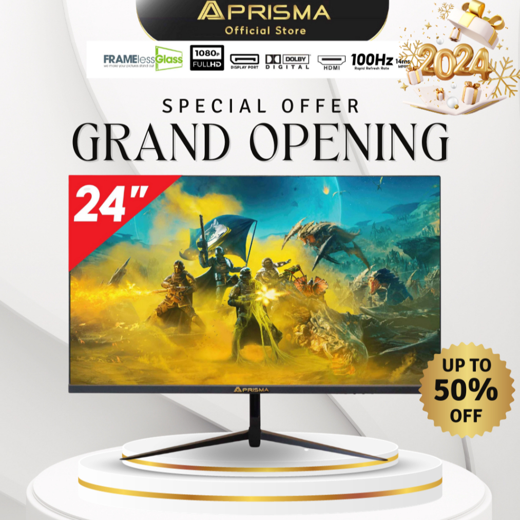 PRISMA จอมอนิเตอร์ Monitor 24นิ้ว จอไร้ขอบ รุ่น PMM-2410FLS FHD IPS 100HZ FreeSync 16.7M Colors รับประกัน 3ปี