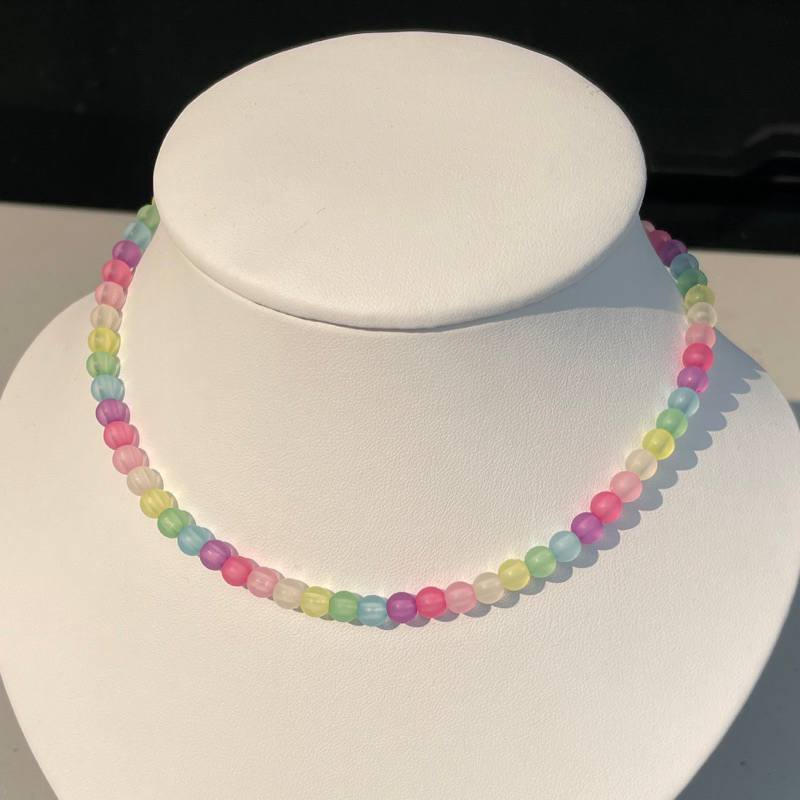 Piing me Necklace | สร้อยคอลูกปัดสีสายรุ้ง