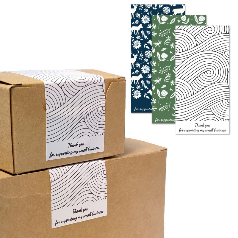 ❣️พร้อมส่ง❣️ 【50ดวง/แพ็ค】 Thank you stickers สติ๊กเกอร์ขอบคุณ ขนาด 10*5 ซม.