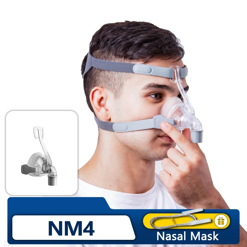 หน้ากากจมูกพร้อมหมวก NM4 S M L หน้ากาก CPAP ที่สะดวกสบายมาก หน้ากากนอนหลับสำหรับ CPAP CPAP อัตโนมัติ