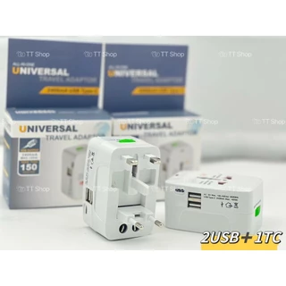 Universal travel adapter หัวแปลงปลั๊กไฟ 1500W ปลั๊กแปลง usb ปลั๊กขาต่างประเทศ 1USB ➕1TC