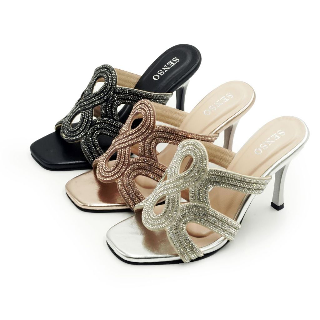 SENSO รองเท้าแม็กซี่หนังPU ส้นสูง แบบสวมประดับ Infinity (MAXI SANDALS) J58033