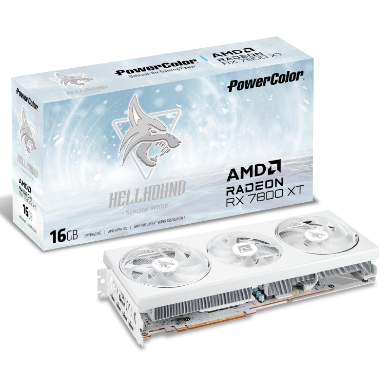 PowerColor Hellhound Spectral White AMD Radeon RX 7800 XT 16GB GDDR6 Graphics Card สินค้ารับประกัน 3 ปี