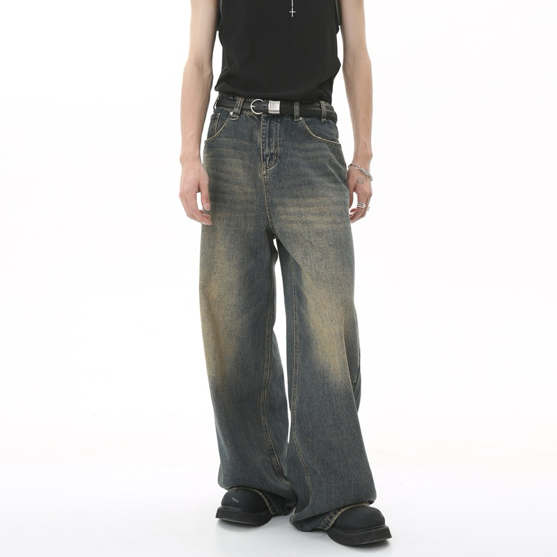 กางเกงยีนส์ทรงกระบอก baggy wide leg