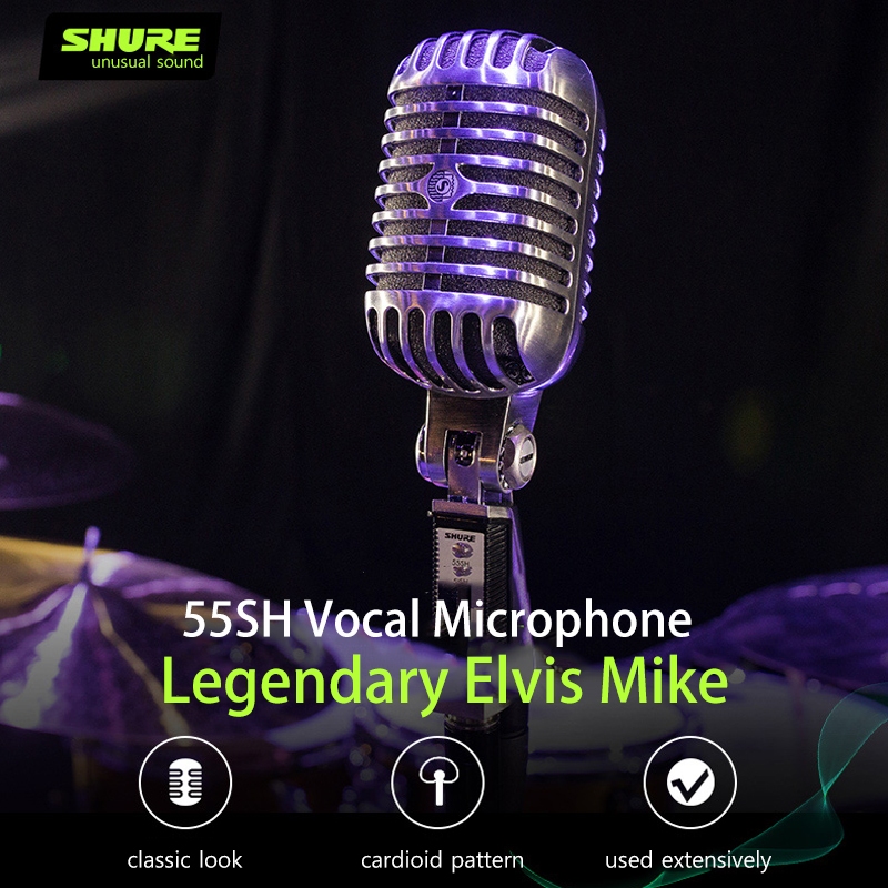 SHURE 55SH ไมโครโฟนเสียงคลาสสิกสำหรับการแสดงบนเวที K เพลงบันทึกมืออาชีพย้ายแหวน Elvis ไมโครโฟน