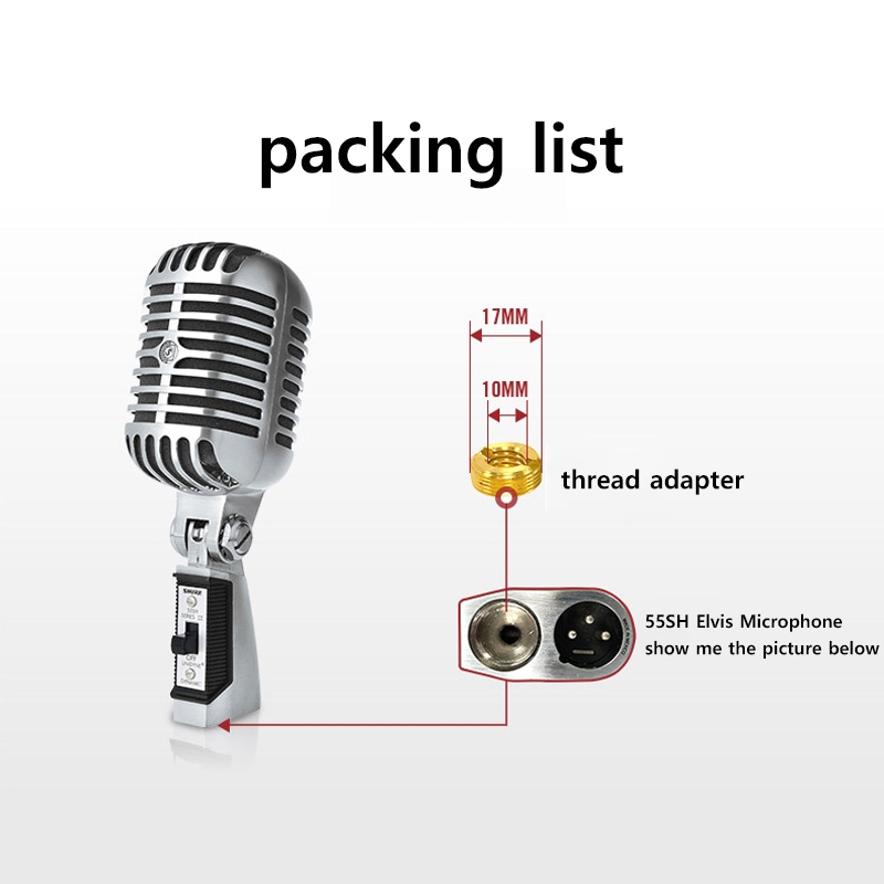 SHURE 55SH ไมโครโฟนเสียงคลาสสิกสำหรับการแสดงบนเวที K เพลงบันทึกมืออาชีพย้ายแหวน Elvis ไมโครโฟน