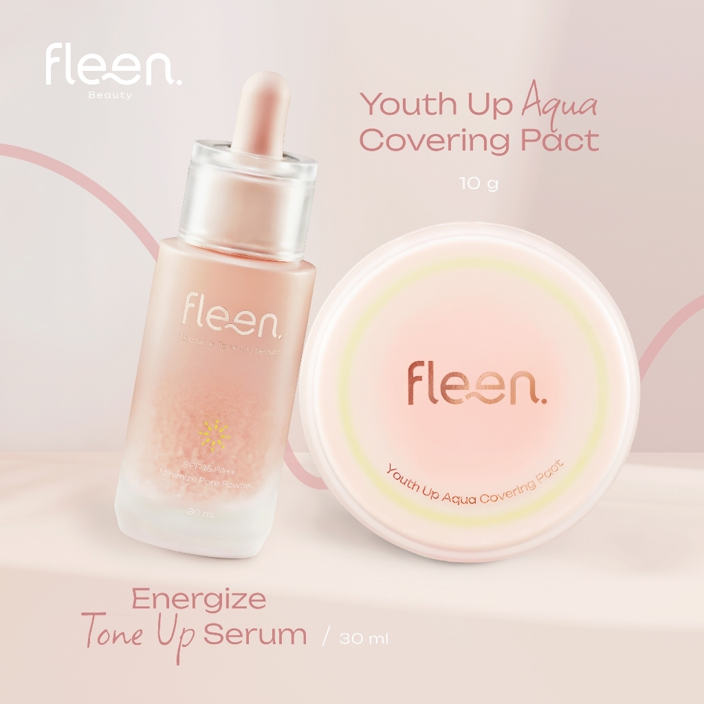 Fleen Beauty Energize Tone Up Serum โทนอัพเซรั่ม + Youth Up Aqua Covering Pact Cushion SPF 50 PA+++ คุชชั่นน้ำแร่
