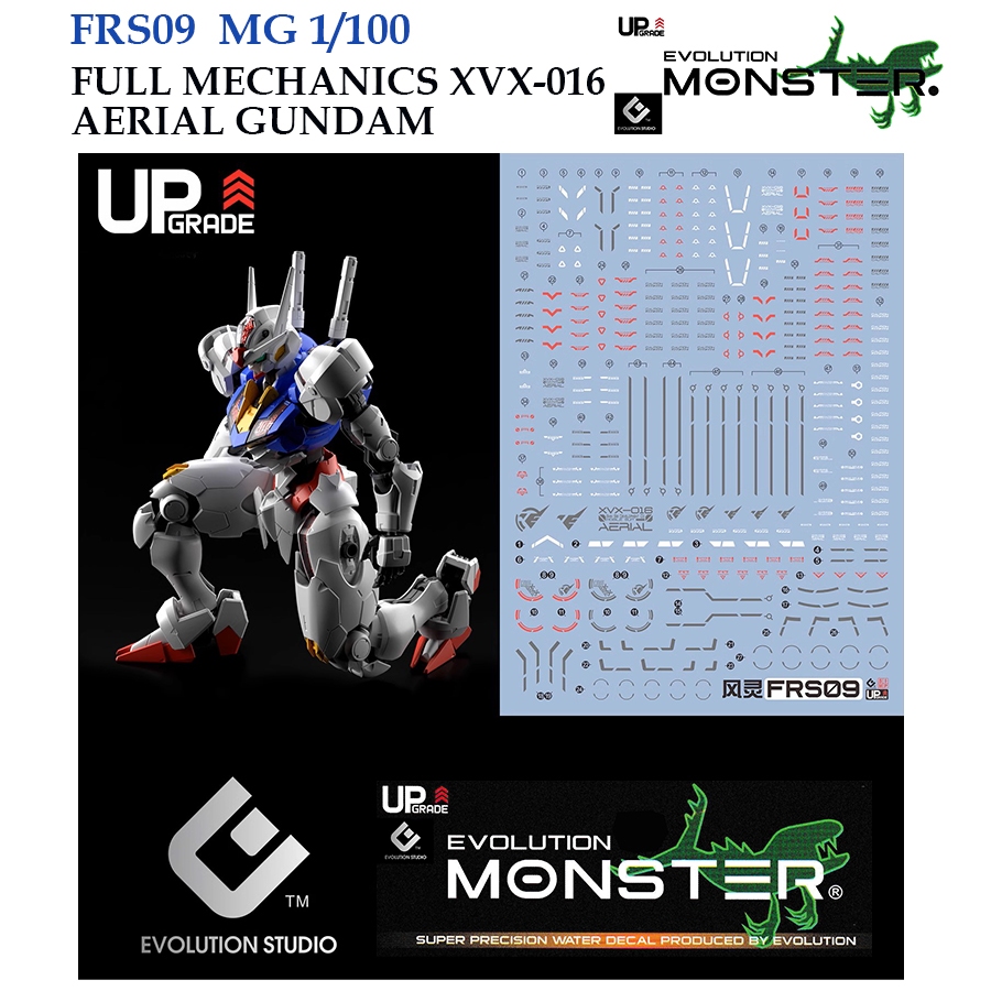 ดีคอลน้ำ [MONSTER EVO] FRS 09 FULL MECHANICS VXV-106 GUNDAM AERIAL FM 1/100 WATER DECAL FLUORESCENT 