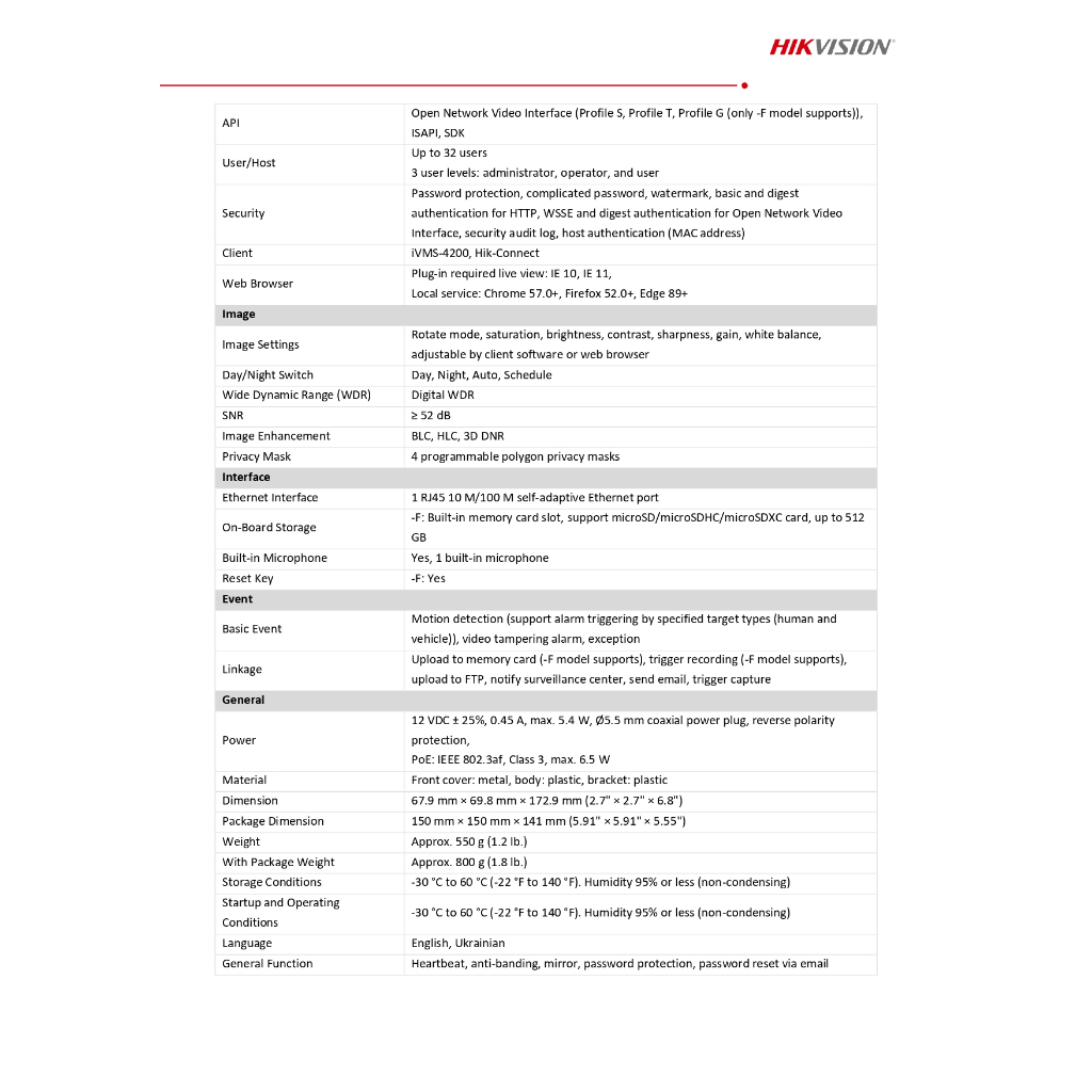 Hikvision กล้องวงจรปิด IP 2MP ColorVu มีไมค์ในตัว ไม่มีช่องใส่เมม รุ่น DS-2CD1027G2H-LIU เลนส์ 4mm