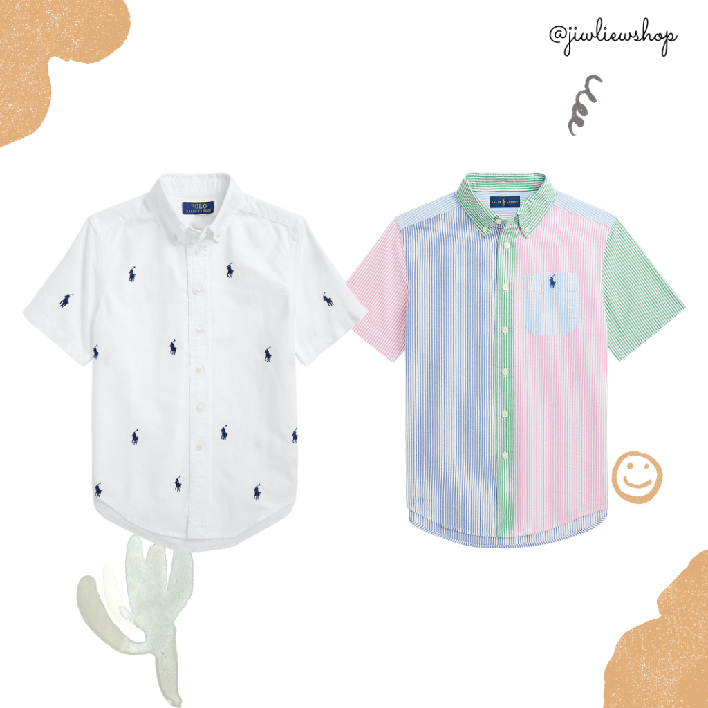 Ralph Lauren Striped Seersucker Short-Sleeve Shirt (boy size) สินค้าแท้ ใหม่ ป้ายห้อย