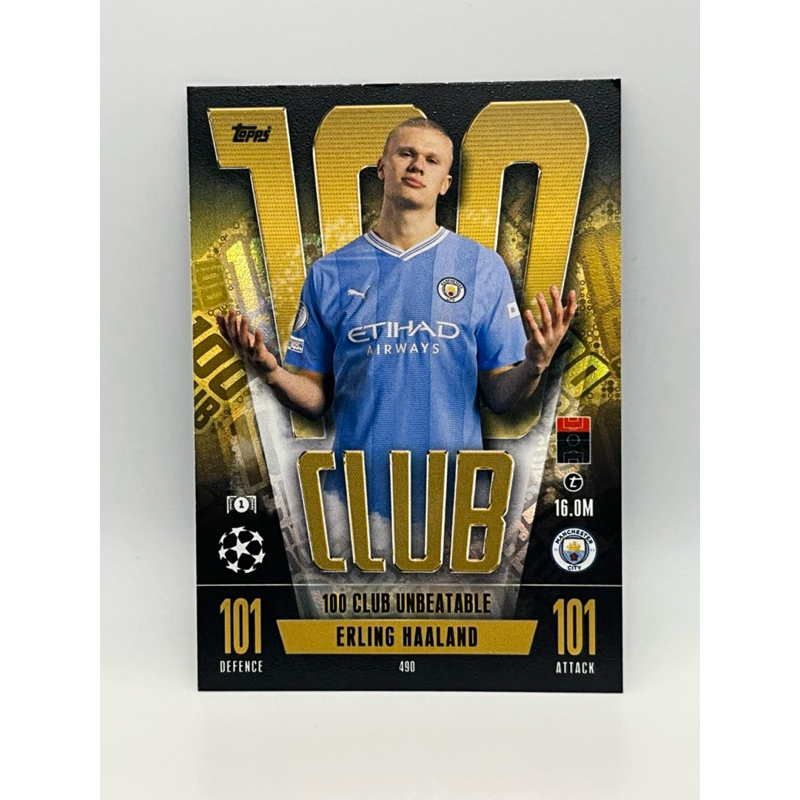 การ์ด แท้ 100% Topps Match Attax 23-24 : Erling Haaland 100 Club Unbeatable