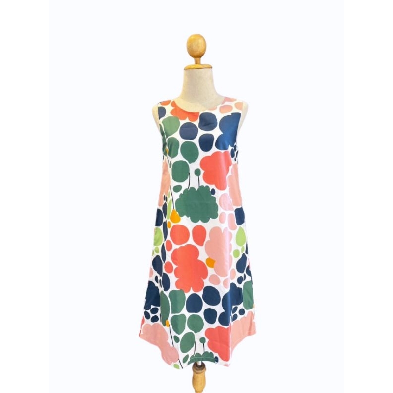 Poppin Dress​เดรส​คอกลม​แขน​กุด​ผ้าคอตตอน