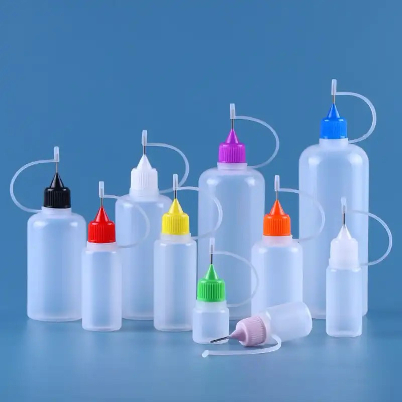 50ml ขวดเข็มบีบได้ขวดหยดของเหลวที่ตาหยดตัวอย่างสามารถติดกาวหมึกรีฟิลได้