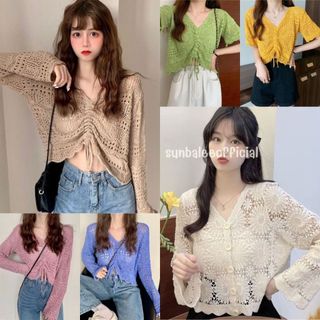 FS-09/TA-20🐣เสื้อไหมพรมน่ารัก ไหมพรมมีสาย ปรับระดับ ครอปแฟชั่น ใส่ไปทะเล เสื้อซัมเมอร์ น่ารักสไตล์เกาหลี 🐣